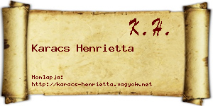Karacs Henrietta névjegykártya